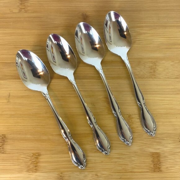 Oneida Strathmore Teaspoons Set Of 4 Deluxe Stainless Steel Vintage 1990s - Picture 1 of 6